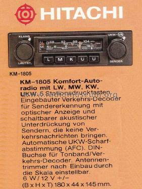 KM-1805; Hitachi Ltd.; Tokyo (ID = 1595396) Car Radio