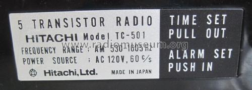 Solid State - 5 Transistor Radio TC-501; Hitachi Ltd.; Tokyo (ID = 1750517) Radio