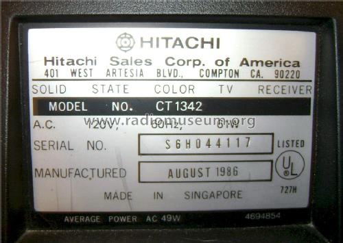 Solid State Color TV Receiver CT 1342; Hitachi Ltd.; Tokyo (ID = 1559277) Televisore