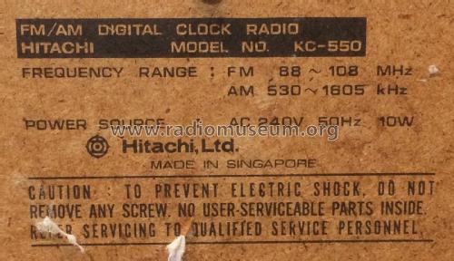 Solid State Digital Clock Radio KC-550; Hitachi Ltd.; Tokyo (ID = 2662929) Radio