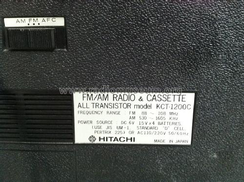 Solid State FM/AM Radio & Cassette KCT-1200C; Hitachi Ltd.; Tokyo (ID = 1452970) Radio