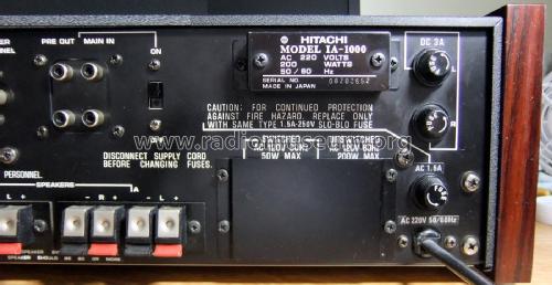 Solid State Stereo Integrated Amplifier IA-1000; Hitachi Ltd.; Tokyo (ID = 2819579) Ampl/Mixer
