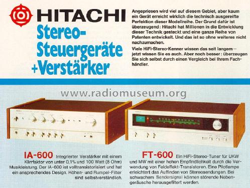 Stereo AM-FM Tuner FT-600; Hitachi Ltd.; Tokyo (ID = 1591683) Radio