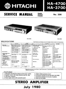 Stereo Amplifier HA-4700; Hitachi Ltd.; Tokyo (ID = 1816844) Ampl/Mixer