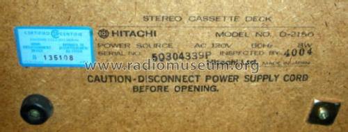 Stereo Cassette Deck D-2150; Hitachi Ltd.; Tokyo (ID = 1524067) Reg-Riprod