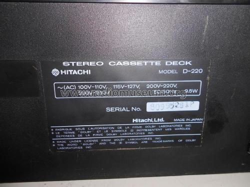 Stereo Cassette Tape Deck D-220; Hitachi Ltd.; Tokyo (ID = 2385903) R-Player