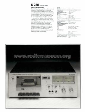 Stereo Cassette Tape Deck D-230; Hitachi Ltd.; Tokyo (ID = 3000193) Sonido-V