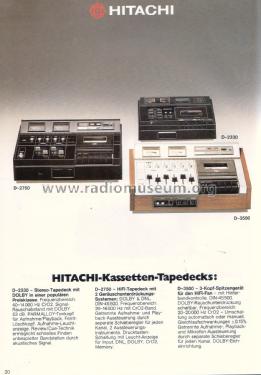 Stereo Cassette Tape Deck D-2750; Hitachi Ltd.; Tokyo (ID = 1875988) Enrég.-R