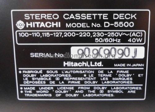 Stereo Cassette Tape Deck D-5500; Hitachi Ltd.; Tokyo (ID = 2651423) R-Player