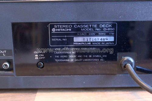 Stereo Cassette Tape Deck D-850; Hitachi Ltd.; Tokyo (ID = 2819043) R-Player