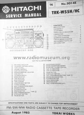 Stereo Radio Cassette Tape Recorder TRK-W55H; Hitachi Ltd.; Tokyo (ID = 1831195) Radio