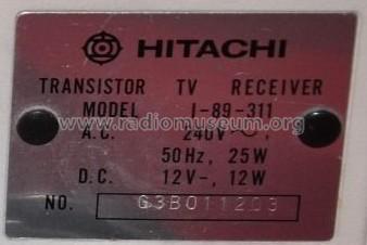 Transistor TV Receiver - Solid State I-89-311; Hitachi Ltd.; Tokyo (ID = 1695617) Televisión