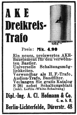 AKE Dreikreis-Transformator 200-2000 m; Hofmann & Co., AKE; (ID = 2900095) mod-past25