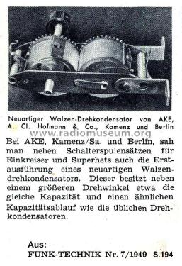 Walzen-Drehkondensator ; Hofmann & Co., AKE; (ID = 2998776) Radio part