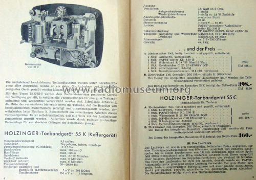 Tonbandgerät 55 K; Holzinger & Co. GmbH (ID = 2328514) R-Player