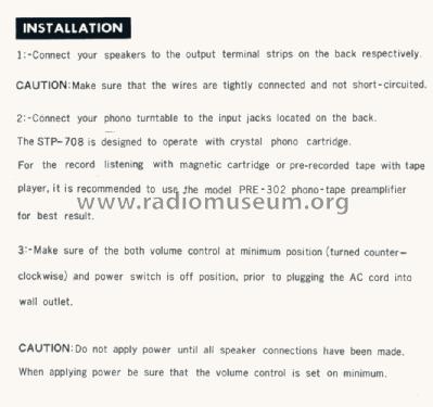 Peak - Solid State - Stereophonic Amplifier STP-708; Peak brand, H. Rowe (ID = 1722641) Ampl/Mixer