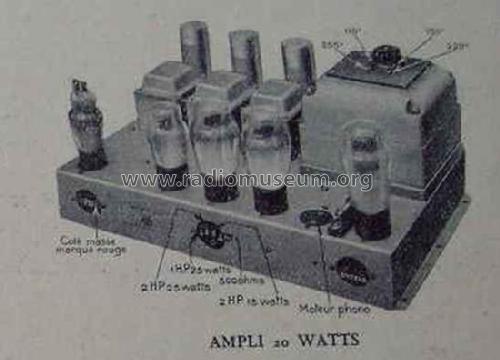 Amplificateur 20 Watts ; Homo et Beaugez H.B. (ID = 1494203) Ampl/Mixer