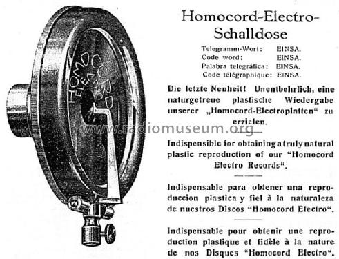 Schalldose Electro ; Homophon Co., (ID = 3098315) Microphone/PU