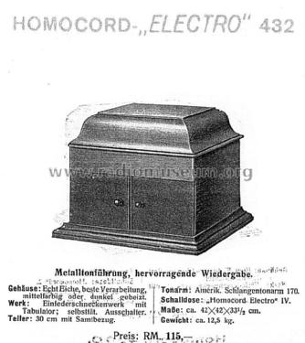 Homocord Electro 432; Homophon Co., (ID = 2741900) TalkingM