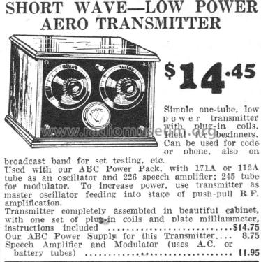 Aero Low Power SW Transmitter ; Hoodwin Co., Chas. - (ID = 2077570) Commercial Tr