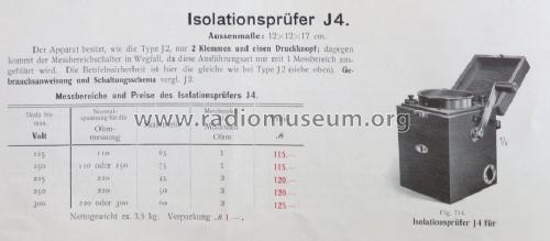 Isolationsprüfer J4; Horn, Dr. Theodor; (ID = 1496260) Equipment