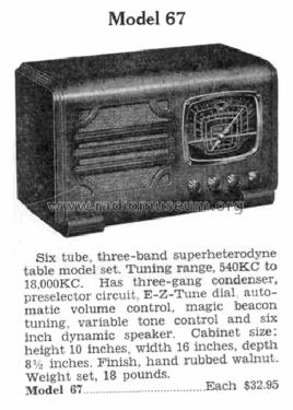 Tiffany Tone 67; Horn Radio Mfg. Co., (ID = 1530985) Radio