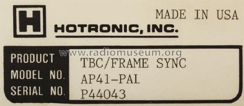 TBC/Frame Synchronizer AP41 PAL; Hotronic; Campbell, (ID = 1435216) Equipment