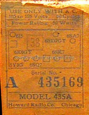 435A ; Howard Radio Company (ID = 1987621) Radio