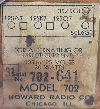 702 ; Howard Radio Company (ID = 3053450) Radio