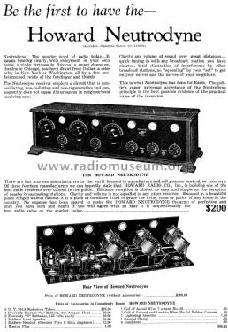 Neutrodyne Early; Howard Radio Company (ID = 1556869) Radio