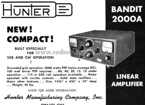 Linear Amplifier Bandit 2000A; Hunter Manufacturing (ID = 2082292) Amateur-D