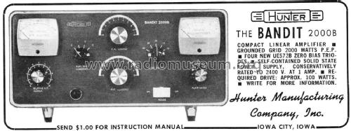 Linear Amplifier Bandit 2000B; Hunter Manufacturing (ID = 2083495) Amateur-D