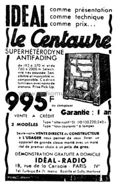 Le Centaure ; Idéal-Radio; Paris (ID = 2073454) Radio