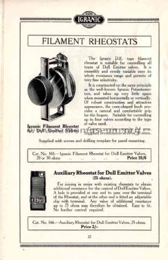 Auxiliary Rheostat ; Igranic Electric Co. (ID = 1772598) Radio part