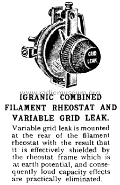 Combined Rheostat & Grid Leak ; Igranic Electric Co. (ID = 671814) Bauteil