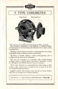 Variometer F Type; Igranic Electric Co. (ID = 1772613) Bauteil