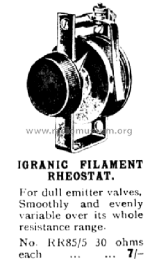 Filament Rheostat ; Igranic Electric Co. (ID = 671799) Radio part