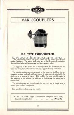 Variocoupler HR Type; Igranic Electric Co. (ID = 1772614) Radio part