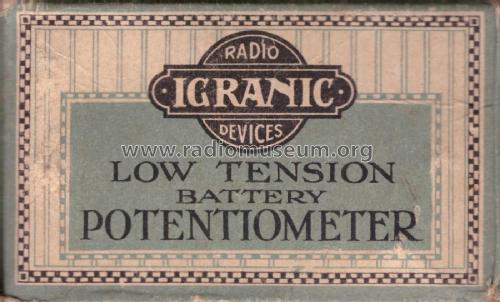 Low Tension Battery Potentiometer 300Ω; Igranic Electric Co. (ID = 2477428) Radio part