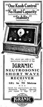 Neutrosonic Short Wave ; Igranic Electric Co. (ID = 2706369) Radio