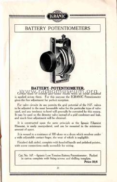 Potentiometer ; Igranic Electric Co. (ID = 1772602) Radio part