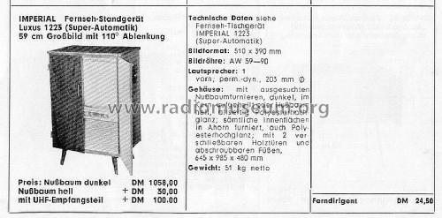 Fernseh-Standgerät 1223 Super Automatic; Imperial Rundfunk (ID = 1601608) Television