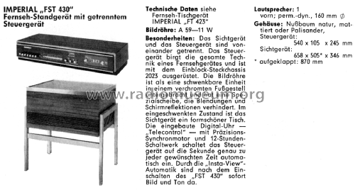 Fernseh-Standgerät mit getrenntem Steuergerät FST 430 Ch= 2023; Imperial Rundfunk (ID = 3077864) Television