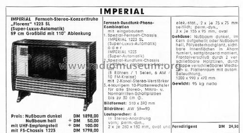 Florenz 61 1221SL Ch= J609 TV-Ch= 1223SL; Imperial Rundfunk (ID = 1601547) TV Radio