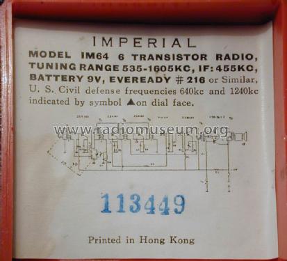 Imperial Six Transistor IM64; Unknown - CUSTOM (ID = 1524633) Radio