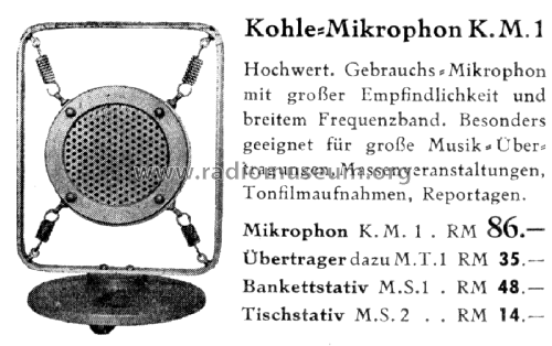 Kohle-Mikrophon K.M.1; India-Ton Indiaton; (ID = 2503975) Microphone/PU