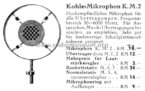 Kohle-Mikrophon K.M.2; India-Ton Indiaton; (ID = 2503973) Mikrofon/TA
