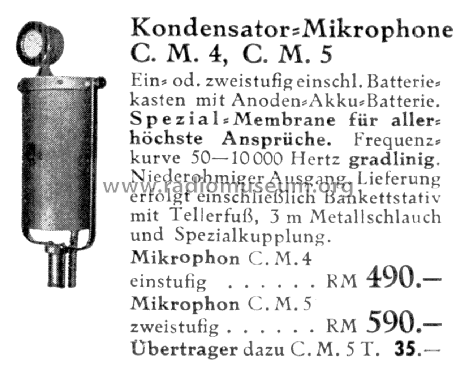 Kondensator-Mikrophon C.M.4; India-Ton Indiaton; (ID = 2503977) Microfono/PU