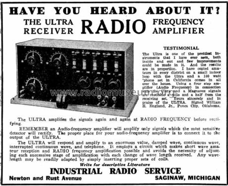 The Ultra Receiver Radio Frequency Amplifier; Industrial Radio (ID = 983864) Radio