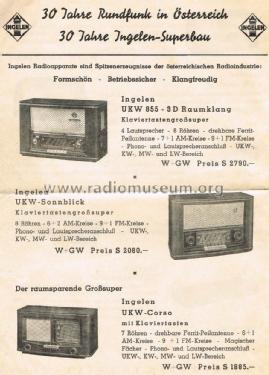 Klaviertastensuper UKW855-3DW; Ingelen, (ID = 1634826) Radio